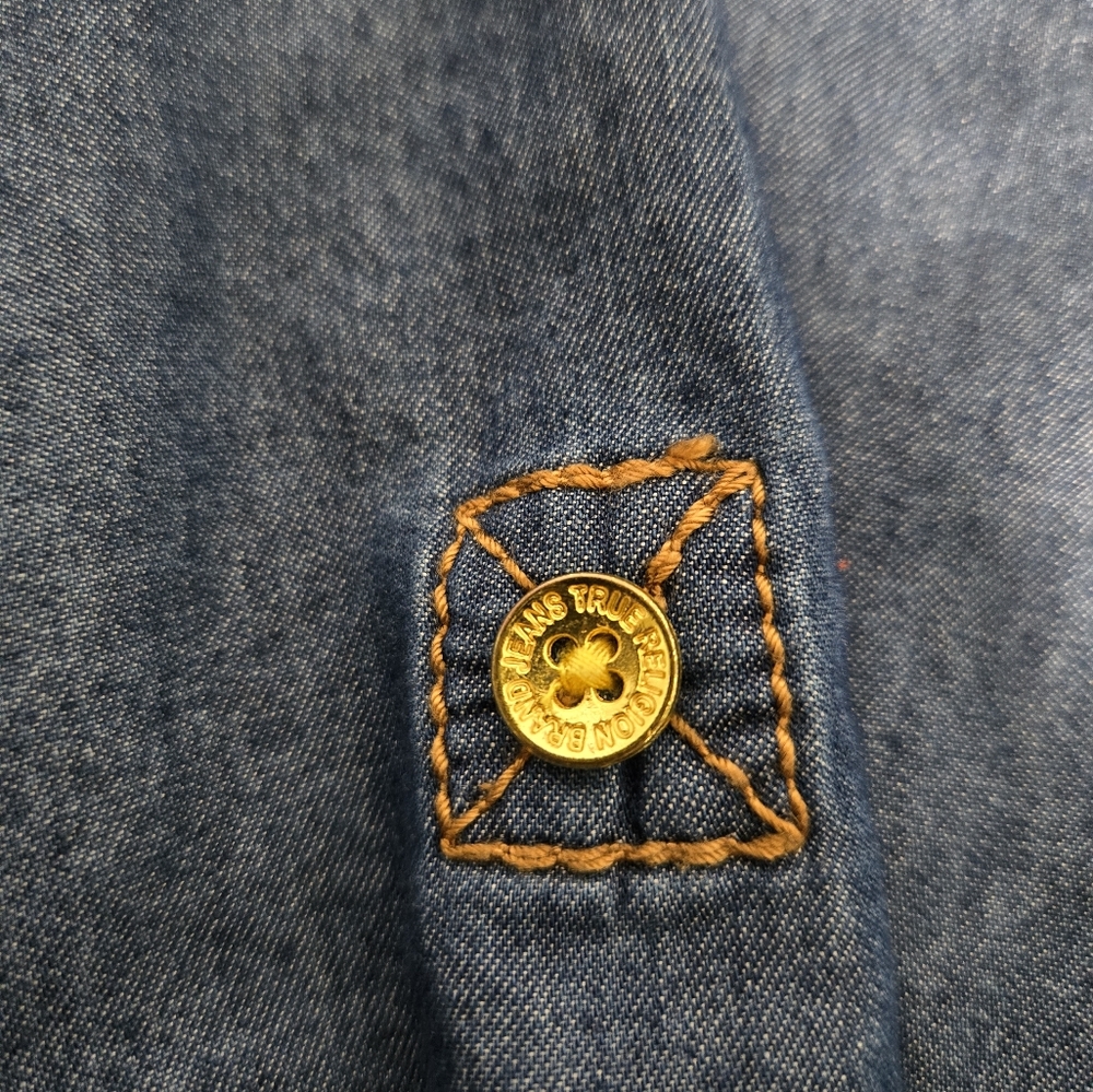 True Religion Lace up Denim Chambray Dress in Fossil Silk Color size Small EUC - Picture 7 of 13